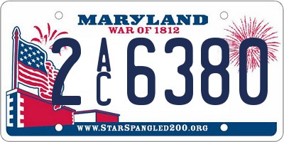 MD license plate 2AC6380