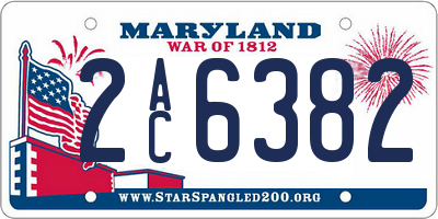MD license plate 2AC6382