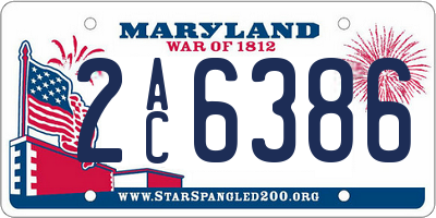 MD license plate 2AC6386
