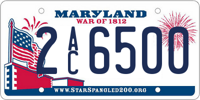MD license plate 2AC6500