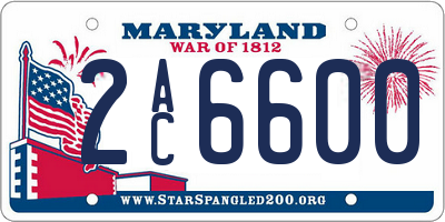 MD license plate 2AC6600