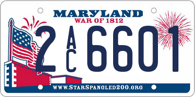 MD license plate 2AC6601