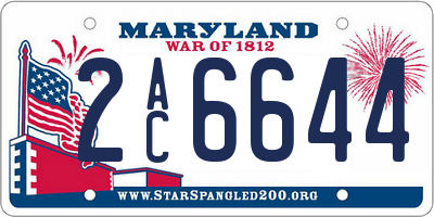 MD license plate 2AC6644