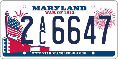 MD license plate 2AC6647