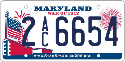 MD license plate 2AC6654