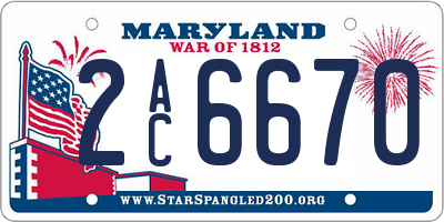MD license plate 2AC6670