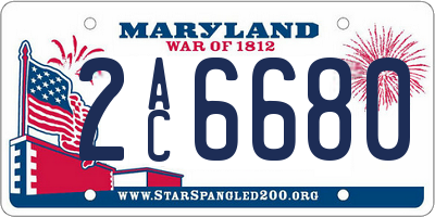 MD license plate 2AC6680