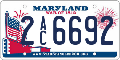 MD license plate 2AC6692