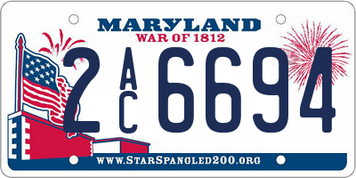 MD license plate 2AC6694