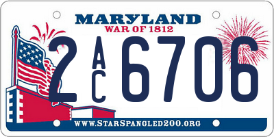 MD license plate 2AC6706