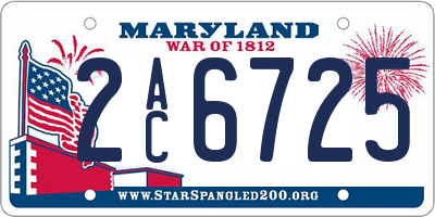 MD license plate 2AC6725