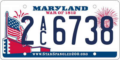 MD license plate 2AC6738