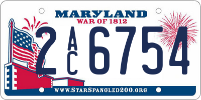MD license plate 2AC6754