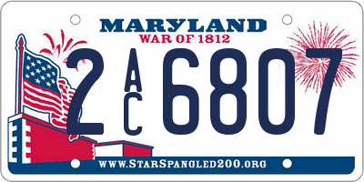 MD license plate 2AC6807