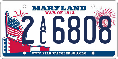 MD license plate 2AC6808