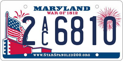 MD license plate 2AC6810