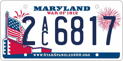 MD license plate 2AC6817