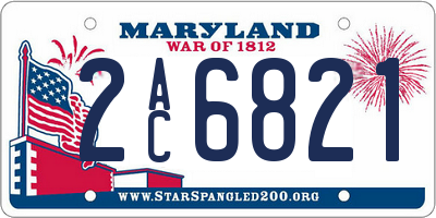 MD license plate 2AC6821