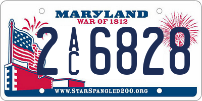 MD license plate 2AC6828