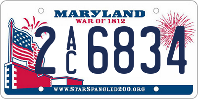 MD license plate 2AC6834