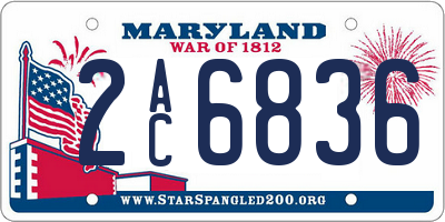 MD license plate 2AC6836