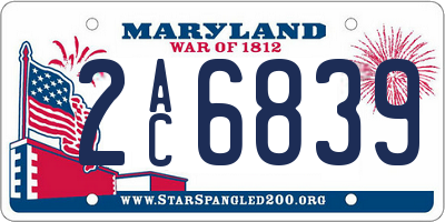 MD license plate 2AC6839
