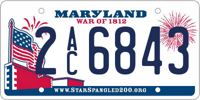 MD license plate 2AC6843