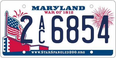MD license plate 2AC6854