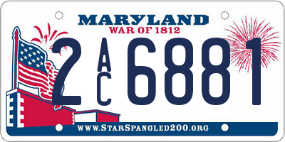MD license plate 2AC6881