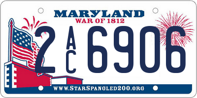 MD license plate 2AC6906