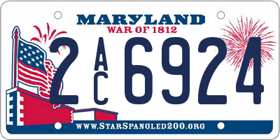 MD license plate 2AC6924