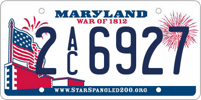 MD license plate 2AC6927