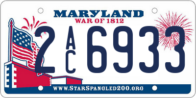 MD license plate 2AC6933