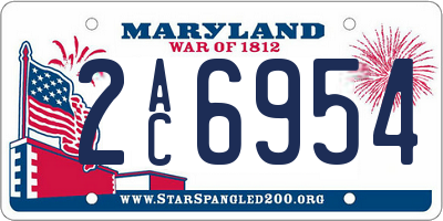 MD license plate 2AC6954