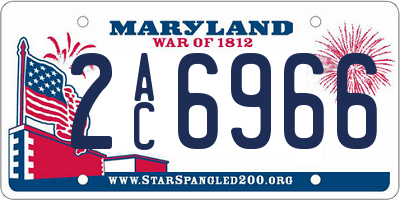 MD license plate 2AC6966