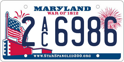 MD license plate 2AC6986