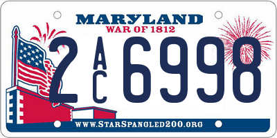MD license plate 2AC6998