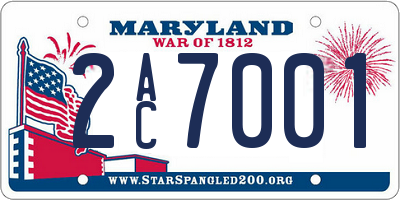 MD license plate 2AC7001