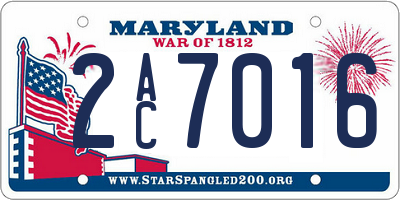 MD license plate 2AC7016