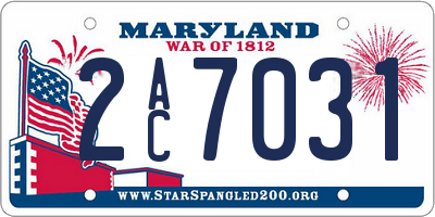 MD license plate 2AC7031