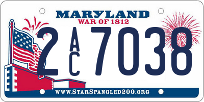 MD license plate 2AC7038