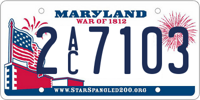 MD license plate 2AC7103