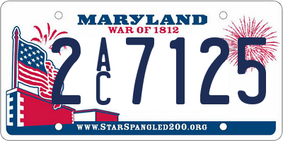 MD license plate 2AC7125