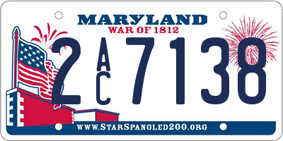 MD license plate 2AC7138
