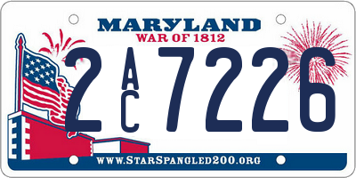 MD license plate 2AC7226