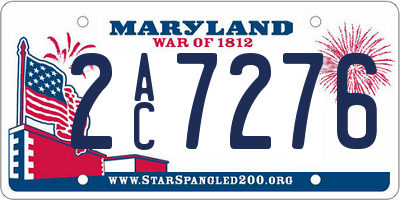MD license plate 2AC7276