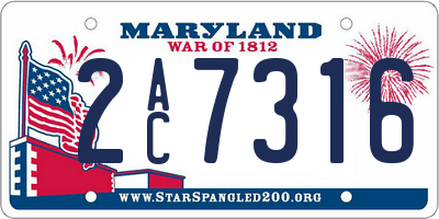MD license plate 2AC7316