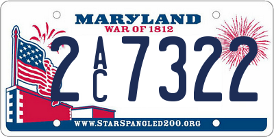 MD license plate 2AC7322