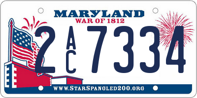 MD license plate 2AC7334