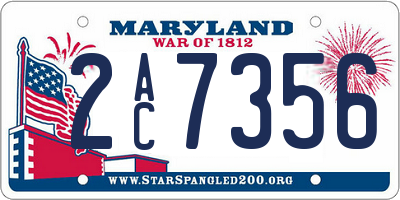 MD license plate 2AC7356